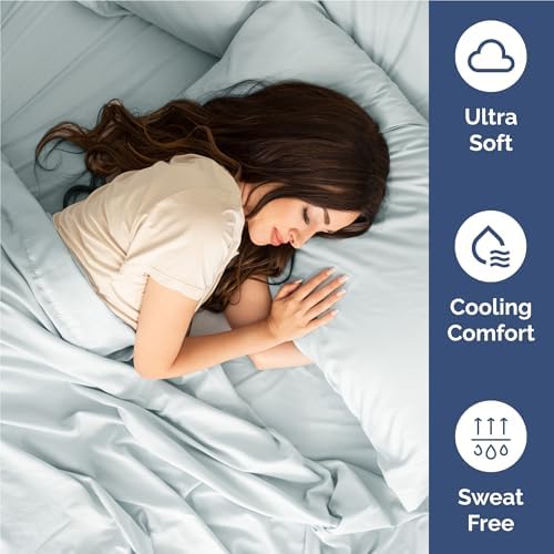 Full Size 4 Piece Sheet Set - Comfy Breathable & Cooling Sheets - Ice Blue - Image 4