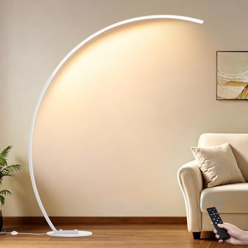 2000LM Ultra-Wide Coverage LED Lamps for Living Room with 3 Color Temperatures, White Dimmable Arc Floor Lamps, Modern Standing Tall Lamp with Remote Control Reading Floor Lamp for Bedroom Office by Torondo