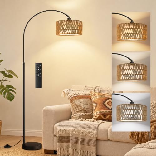 Ambimall Rustic Arc Floor Lamp, Color Temp and Brightness Adjustable,Black by Ambimall