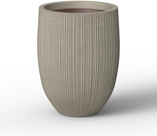 Kante Large Round Bullet Weathered Concrete Planter 21.7" Tall, Outdoor by Unknown
