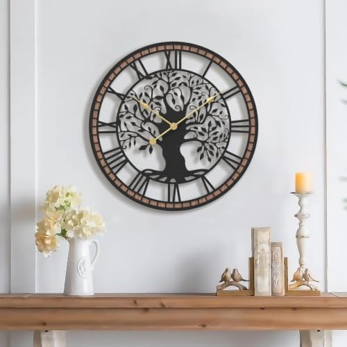 Micasso Large Wall Clock Decorative: 18 Inch Tree of Life Battery Operated by Micasso