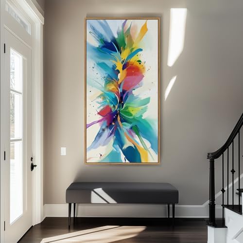 Large Framed Colorful Abstract Wall Art for Living Room, Horizontal 30x60 - Image 2