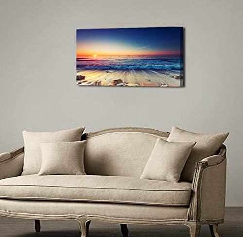 Beach Wall Art Sea Ocean Landscape Picture Print Canvas Wall Art Modern Giclee Artwork Home Decor Stretched and Framed Ready to Hang,2cm Thick Frame, Waterproof Artwork - Image 3