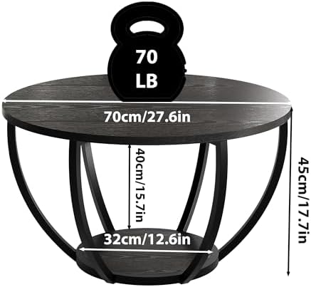 HOMERECOMMEND Round Coffee Table,Accent Center Table for Living Room,Black - Image 2