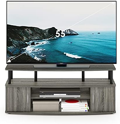 Furinno JAYA Large Entertainment Stand for TV Up to 55 Inch, French Oak Grey/Black - Image 3