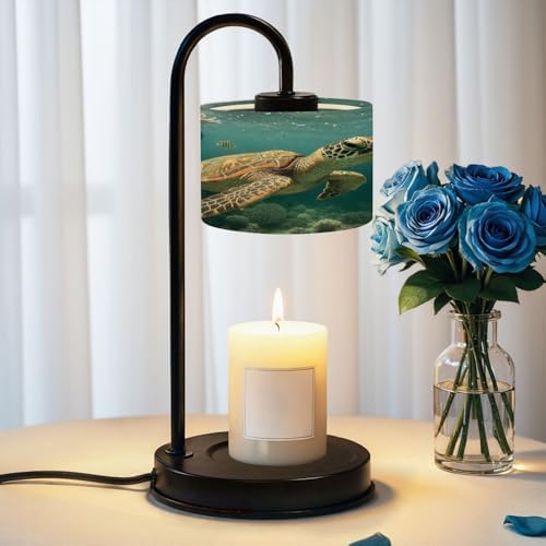 Candle Warmer Lamp with Timer Hyper Realistic Sea Turtle Navigating Vibrant Coral Dimmable Wax Warmer with 4 Bulbs for Jar Candles Women Birthday Gifts House Warming New Home Decor by DERUINVAIO