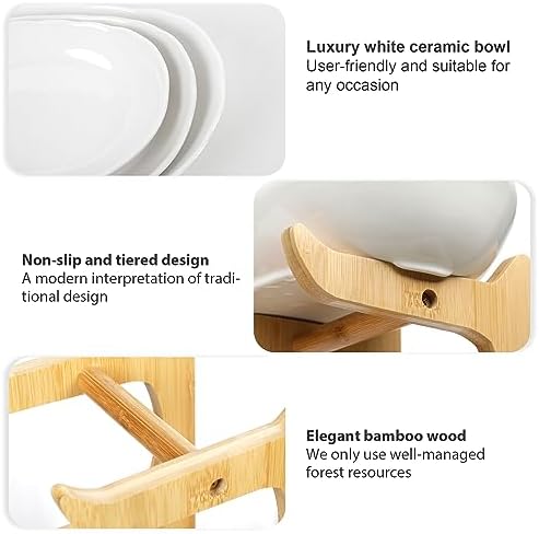 Seven Sparta 3 Tier Fruit Bowl for Kitchen Counter (PLUS Series) / Ceramic Serving Bowls with Bamboo Stand/Big Size Tiered Fruit Basket for Fruit Vegetable Storage, Dessert, Salad Buffet Server - Image 5