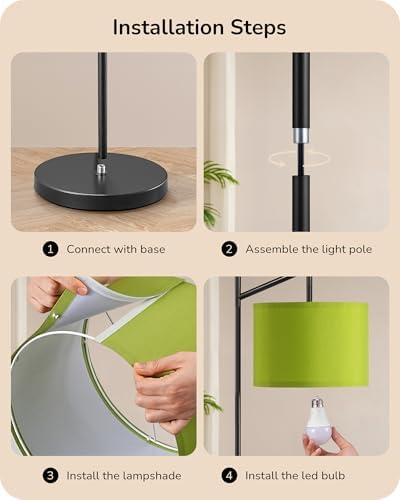EDISHINE Modern Floor Lamps for Living Room, 64.7" Green Standing Lamp - Image 7