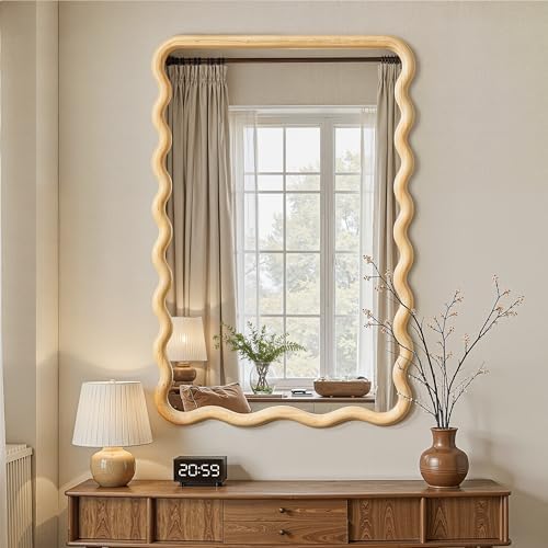 Wavy Mirror for Wall, 36"x24" Bathroom Vanity Mirror by LawadaMirror