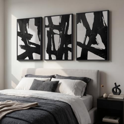 Large Framed Black and White Abstract Wall Art for Living Room, 24x36 Inch - Image 2