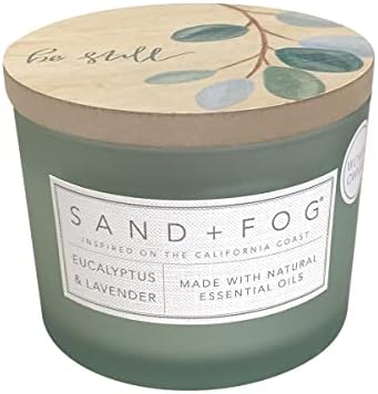 Sand + Fog Scented Candle - Eucalyptus & Lavender - Additional Scents and Sizes – 100% Cotton Lead-Free Wick - Luxury Air Freshening Jar Candles - Perfect Home Decor – 12 oz by SandFogHome