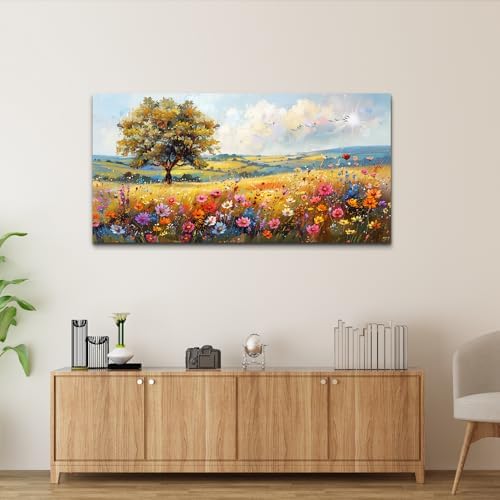 hyidecorart Canvas Wall Art For Living Room Wall Decor For Bedroom Office Decorations Field Pictures Artwork Flower Scenery Watercolour Wall Paintings Aesthetic Room Home Decor Ready to Hang - Image 4