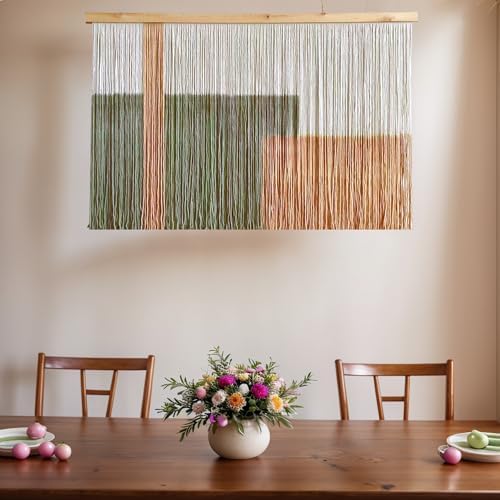 Sdjazl Woven Boho Macrame Wall Hanging Home Decor Tapestry Dip-Dyed Large Modern Handmade Colorful Mountain Landspace for Living room (khaki) - Image 7