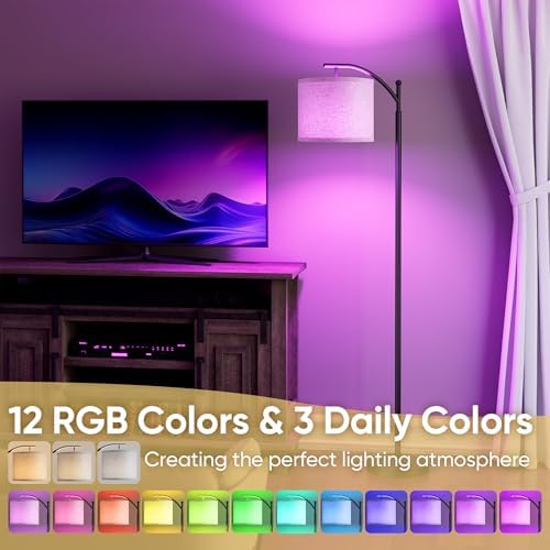 Battery Operated Floor Lamp, RGB Dimmable Cordless Standing Lamp with Remote Control for Living Room, Tall Floor Lamp for Bedroom -Black - Image 4