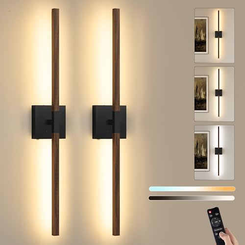 Rayogale Black Walnut Rechargeable Wall Sconce with Remote Control 32 Inch by Rayogale