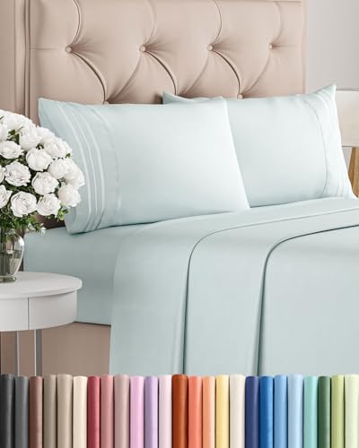 King Size 4 Piece Sheet Set - Comfy Breathable & Cooling Sheets - Ice Blue by CGKUnlimited