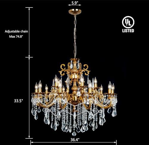 Modern Crystal Chandelier Antique Gold Chandelier Luxury 36.4" - Image 5