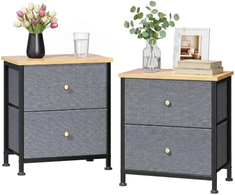 Sweetcrispy Nightstands Set of 2 with 2 Storage Drawer, Small Dresser by Sweetcrispy
