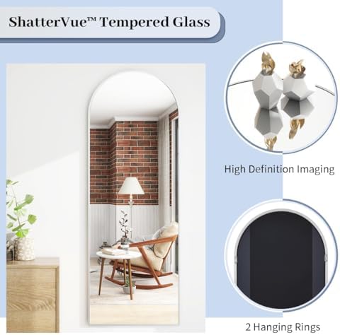 BEAUTYPEAK 64" x 21" Arch Full-Length Mirror with Stand, Silver - Image 2