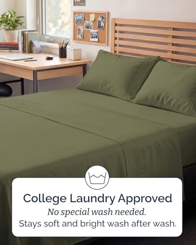 Full XL Sheets - 4 Piece Full XL Sheet Set - Cool & Breathable - Sage Green - Image 6