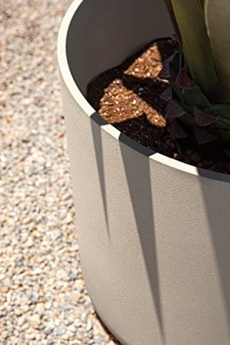 Veradek Round Lima Plastic Planter Pots for Indoor/Outdoor Garden Use, Sand Color, 5 Year Warranty - Image 6