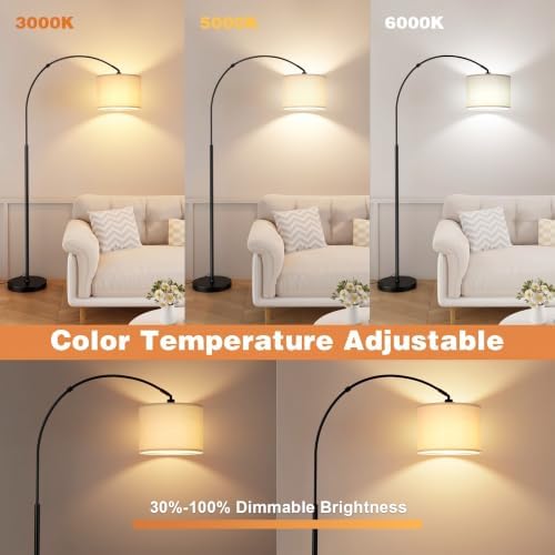 Ambimall 70" Dimmable Arc Floor Lamp with Remote, Color Temp Adjustable - Image 4