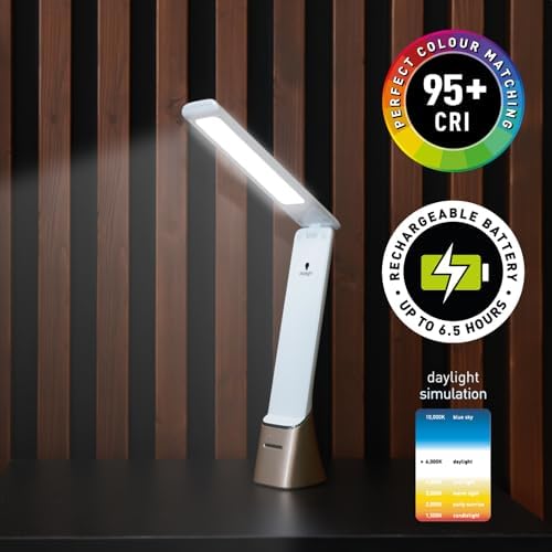 Daylight Company Smart Go Portable Lamp, Ideal for Reading, Light Therapy, Everyday Tasks, Crafts, Desk Work, DIY, Led, Chargeable lamp, 95+ CRI, 1 Count (Pack of 1), White - Image 4