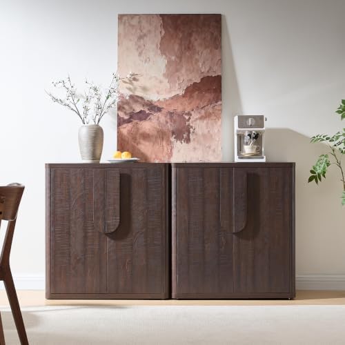 93.42'' Sideboard Buffet Cabinet W/Storage, Modern Accent Cabinets W/Curved Handles & Adjustable Shelves, 6 Doors Coffee Bar Buffet Table Credenza for Living Room Kitchen Hallway,Brown - Image 4