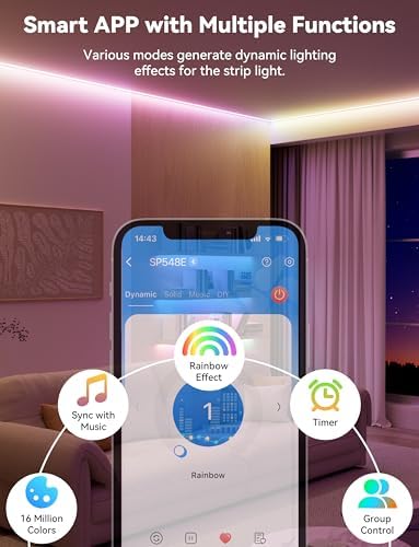 PAUTIX RGB Smart IC COB LED Strip Lights,Work with Alexa/Google Assistant,24ft/7.5m,720LEDs/m Addressable UL-Listed 24V Chasing Color Flexible Tape Light,for Cabinet,TV,Bedroom,Party DIY Decoration - Image 2