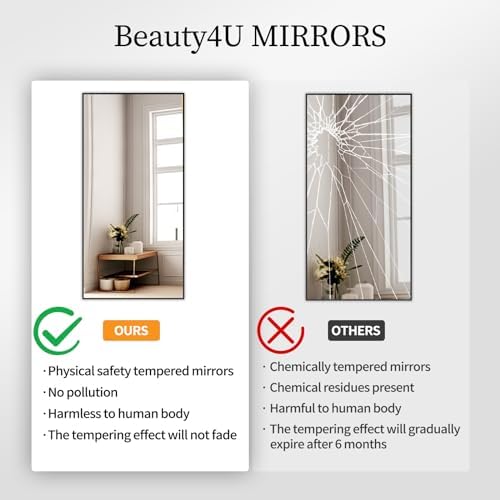 Beauty4U 71" x 32" Full Length Mirror with Stand, Black Large Floor Mirror - Image 4