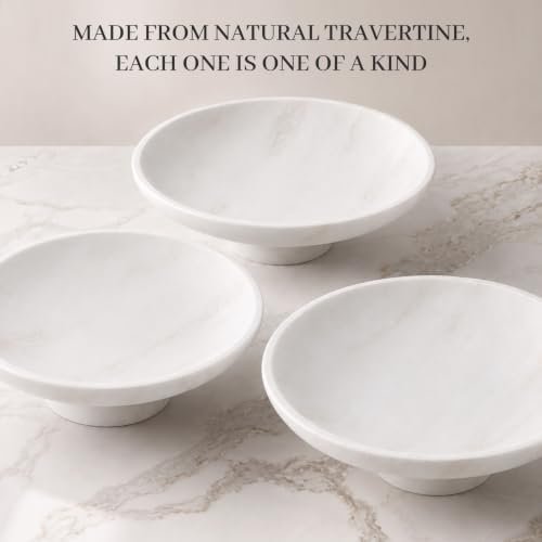 Koville Natural African Marble Fruit Bowl, 11 Inch Decorative Pedestal Bowl, Handmade Stone Centerpiece Bowl for Kitchen Counter, Coffee Table & Dining Table, Modern Home Decor - Image 4