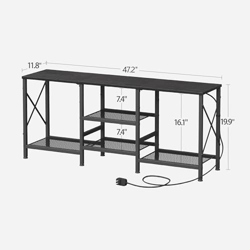 JARHETUN TV Stand with LED Lights for 55 Inch TV, Entertainment Center with 3-Tier Open Shelves, TV Console Table for Living Room, Bedroom, Black - Image 3