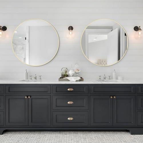 WallBeyond 28 inch Round Mirror Gold Large Circle Wall Mirror for Bathroom with Metal Framed, Round Wall Mirror for Wall Decor, Vanity, Entryway Living Room - Image 3