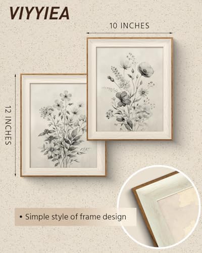 VIYYIEA Framed Monochrome Wildflower Botanical Wall Art Set, 10×12 Inch - Image 5