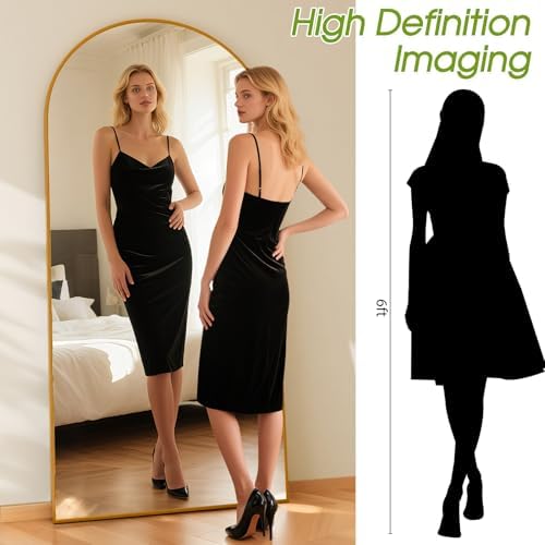76"x34" Floor Mirror Full Length, Arched Full Length Mirror with Stand, Large Full Body Mirrors for Bedroom Living Room or Cloakroom Gold - Image 4