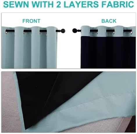 NICETOWN 100% Blackout Curtains 84 inches Long, Sky Blue, 52 inches Wide, Pair of Energy Smart & Noise Blocking Out Drapes for Baby Room Window, Thermal Insulated Guest Room Lined Window Dressing - Image 5