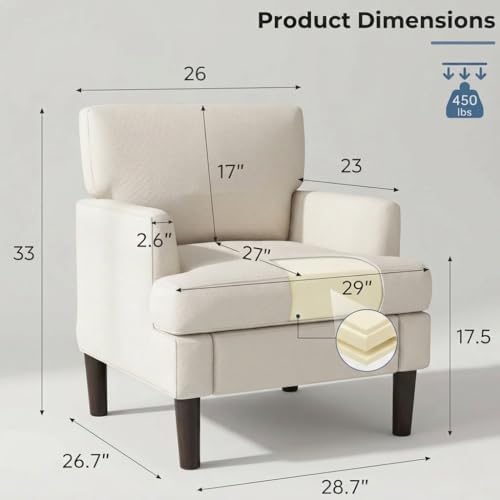 Kromax Accent Chair for Living Room, No Screws Assembly Required, Beige - Image 2