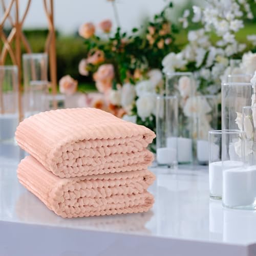 Buryeah 12 Pcs Flannel Blankets Bulk,Fall Outdoor Wedding, Pastel Pink - Image 6