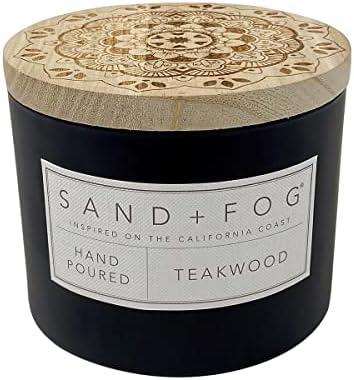 Sand + Fog Scented Candle - Teakwood – Additional Scents and Sizes – 100% Cotton Lead-Free Wick - Luxury Air Freshening Jar Candles - Perfect Home Decor – 12oz by SandFogHome