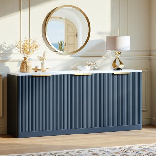 Evermagin 67" Fluted Blue Buffet Cabinet with Storage by Evermagin
