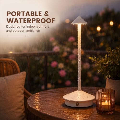 12 Pack Cordless Table Lamp, 3 Color Stepless Dimmable, White - Image 4