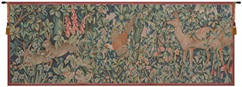 William Morris Rabbit, Pheasant, and Doe Tapestry Wall Hanging 29 x 79 in by CCharlotteHomeFurnishings