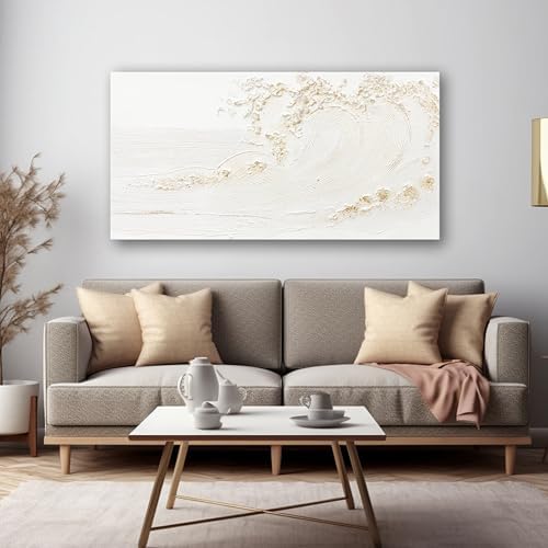 Canvas Wall Art Decor White Wall Art Silent Waves With Gold Canvas Art Wall Decor Wall Art Painting Decorations Artwork Wall Art Prints For Room Living Room Bedroom Office Decor 20x40 Inch - Image 2