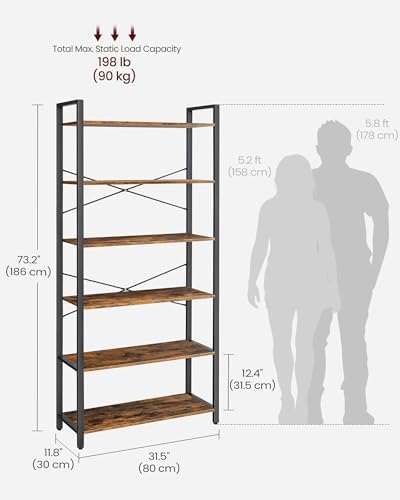 VASAGLE 6-Tier Bookshelf, Bookcase with Shelves, Storage Shelf, Living Room - Image 3