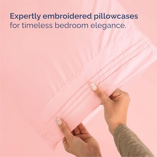 Queen Size 4 Piece Sheet Set - Breathable & Cooling Sheets - Baby Pink - Image 6