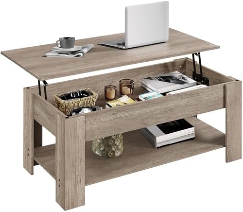 Yaheetech 47.2 in Lift Top Coffee Table with Hidden Storage & Shelf, Gray by Yaheetech