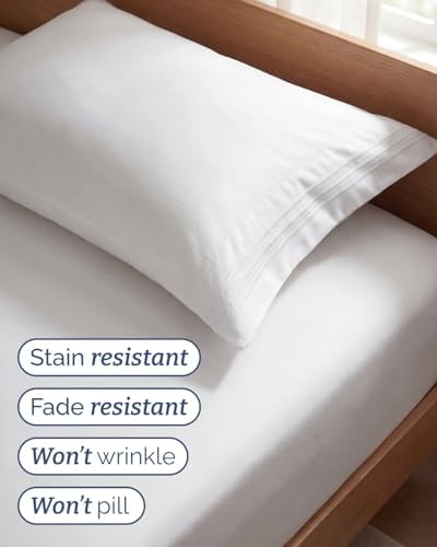 Twin Size 3 Piece Sheet Set - Comfy Breathable & Cooling Sheets - White - Image 5