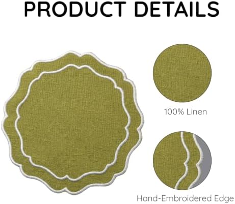 Linen Coasters for Drinks Set of 6, Oliver - Image 4