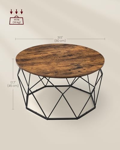 VASAGLE Round Coffee Table, 31.5-Inch Center Table, Diamond-Shaped Frame - Image 6