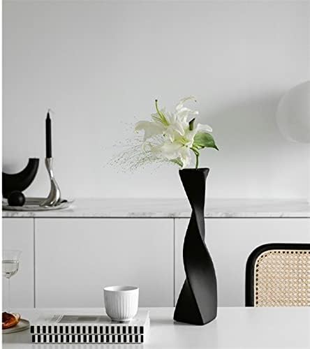 Decorative Vase Floor Vase Decoration Tall Ceramic Vase Modern Home Decors Twisted High Flower Vase for Shelf Home Decor Living Room Ceramic Vase Glass Vase Hydroponic Flower Vase ( Color : Type B Bla - Image 5